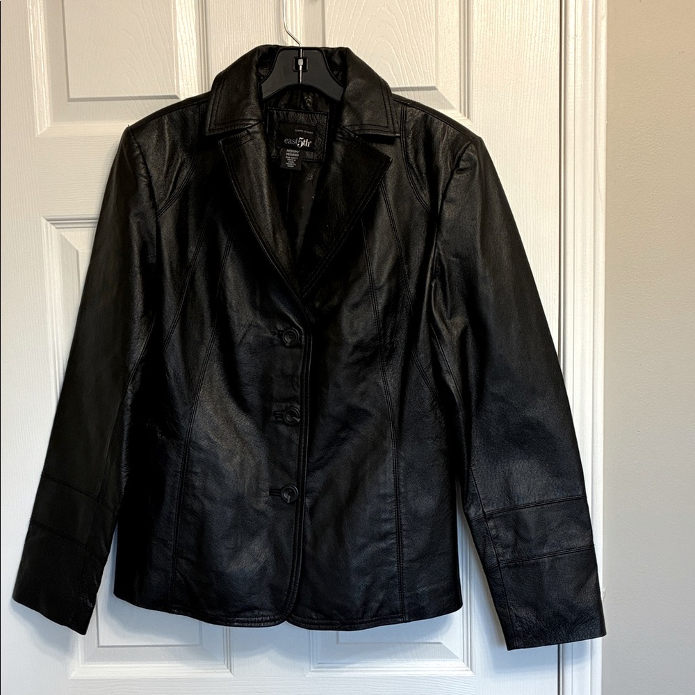 East 5TH Classic Black Leather Jacket WOMEN SIZE M